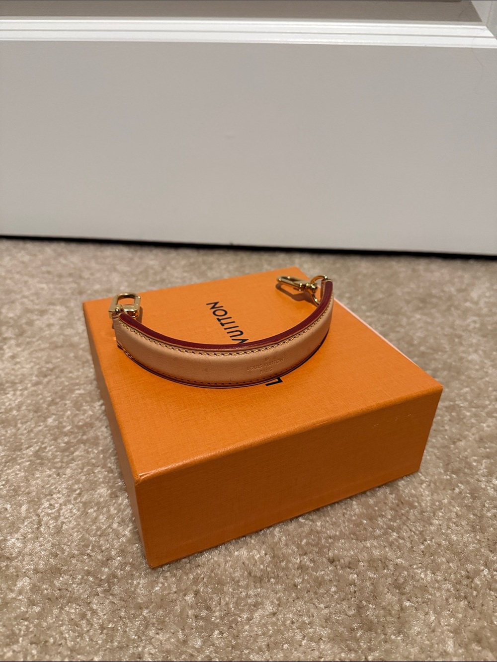 Louis Vuitton Natural Beige Vachetta Shoulder Strap with Red Trim